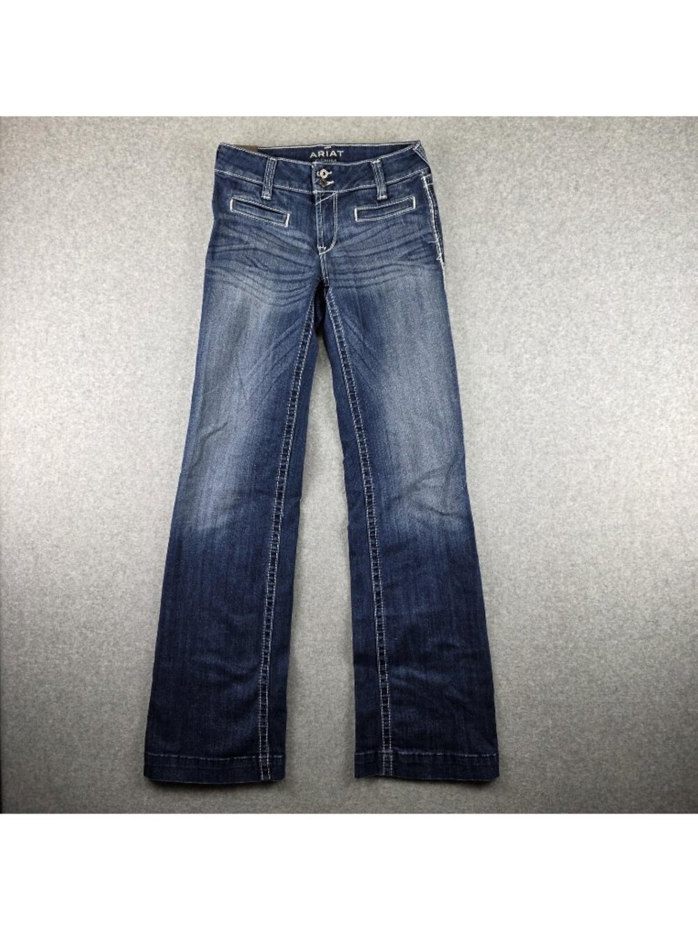 Ariat Jeans Womens 26L Bootcut Blue Mid Rise Stretch Denim Embroidered Pockets